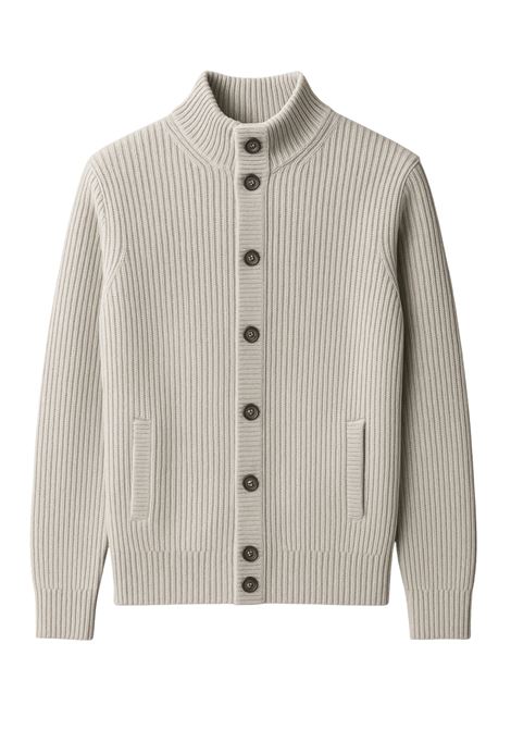 Cardigan uomo in lana Cavalieri Milano grigio chiaro con bottoni e collo alto Cavalieri Milano | Maglieria | 87131140